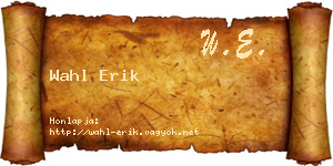 Wahl Erik névjegykártya